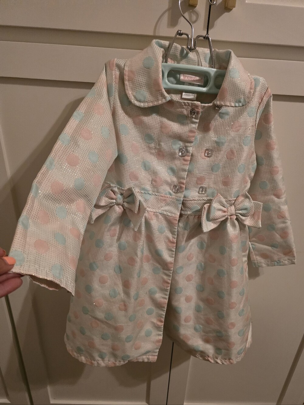 Youngland pastel polka-dot dress coat. Girls Size 6. Like New. Church Dressy